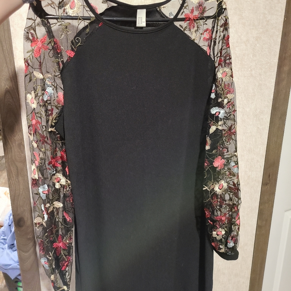 DIDK Mesh Long Sleeve pullover dress